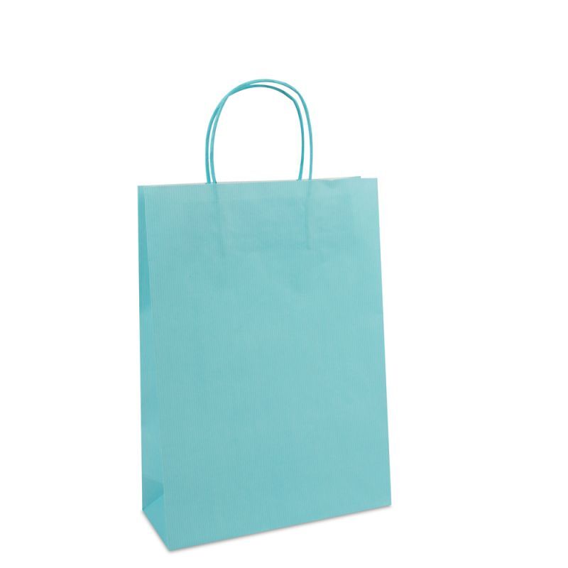 Paper Carrier Bags Blue 25+10x35cm Twisted Handles + Cardboard Base