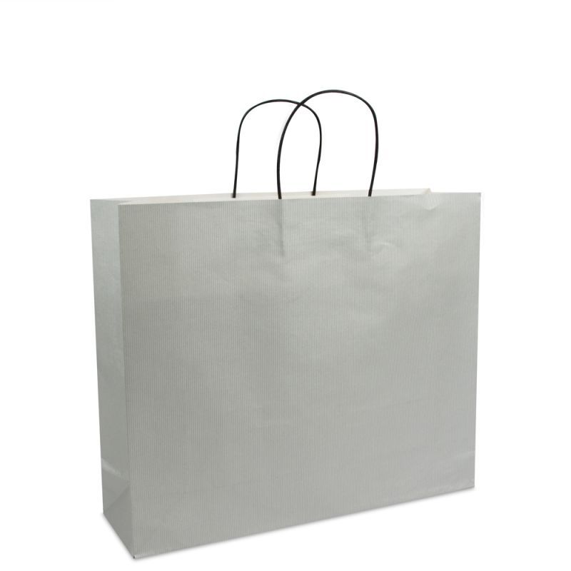 Paper Carrier Bags Silver 42+12x35cm Twisted Handles + Cardboard Base