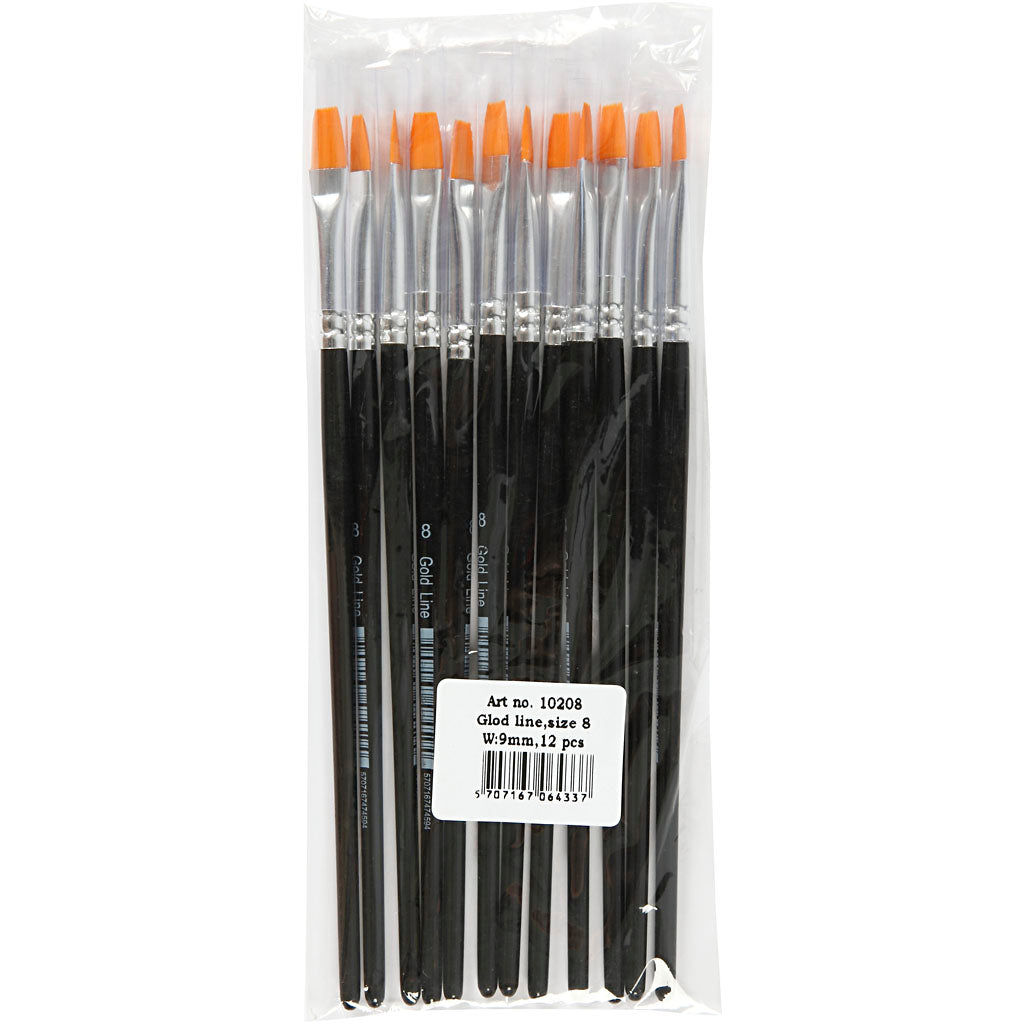 Nylon Brushes, no. 11, L: 19 cm, W: 9 mm, flat, 6 pc