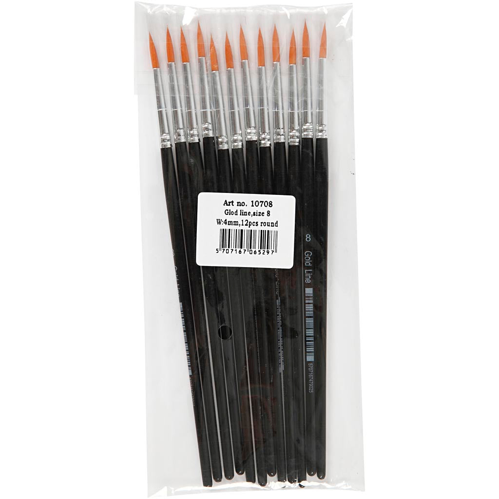 Nylon Brushes, no. 12, L: 18,5 cm, W: 5 mm, round, 6 pc