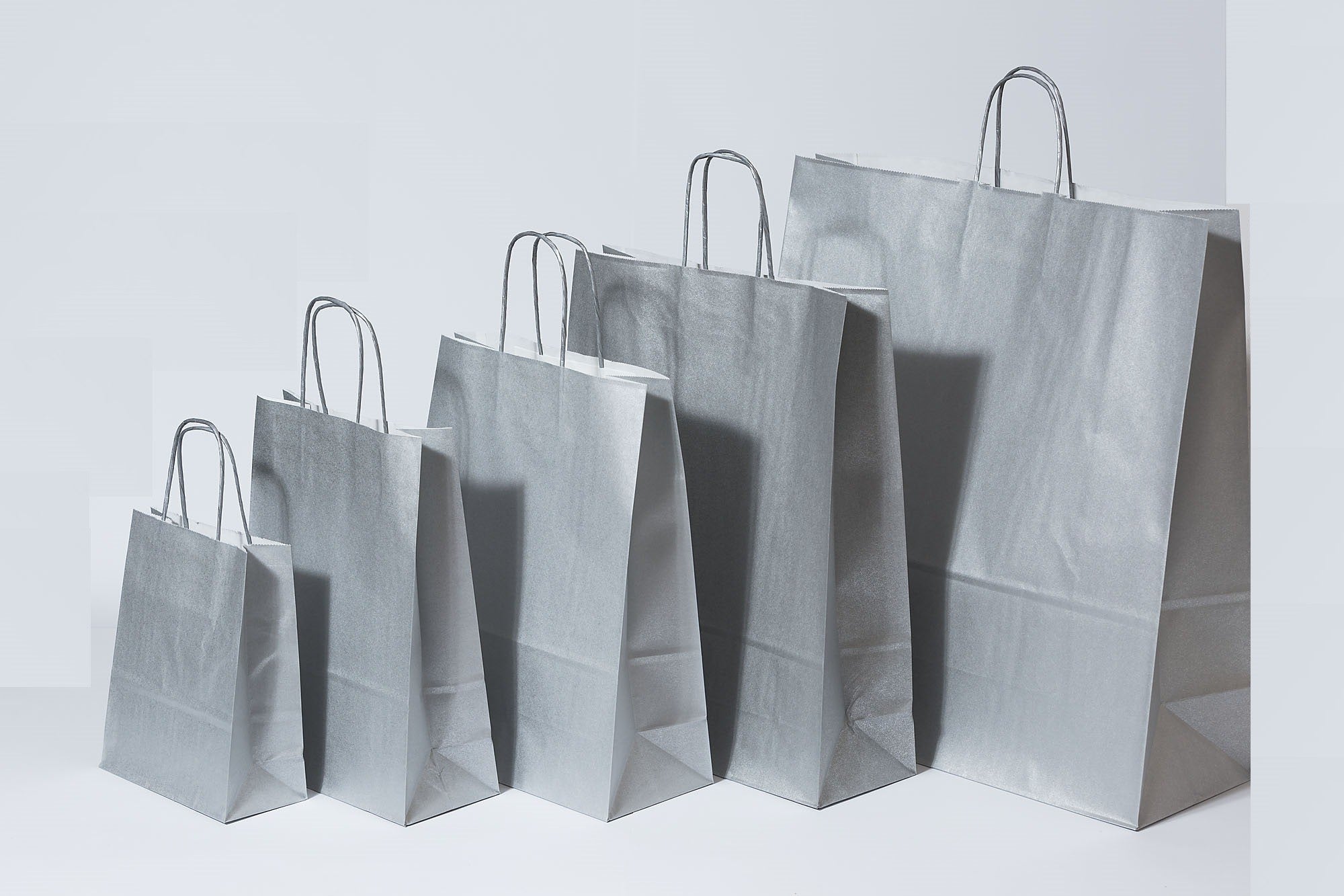 Paper Carrier Bags Silver 32+12x41cm Kraft 100 grams