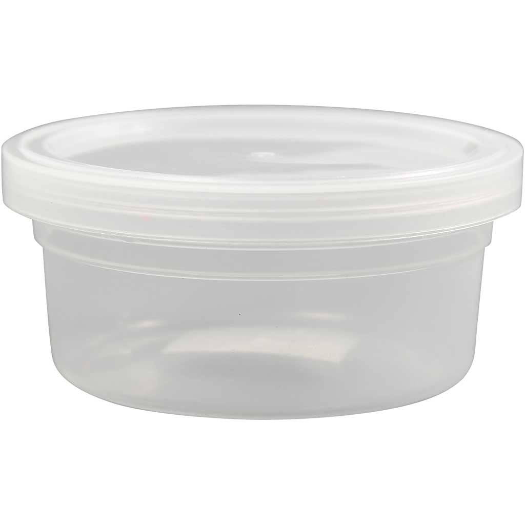 Plastic Tub with Lid, H: 38 mm, D: 84 mm, 20pcs, 125 ml