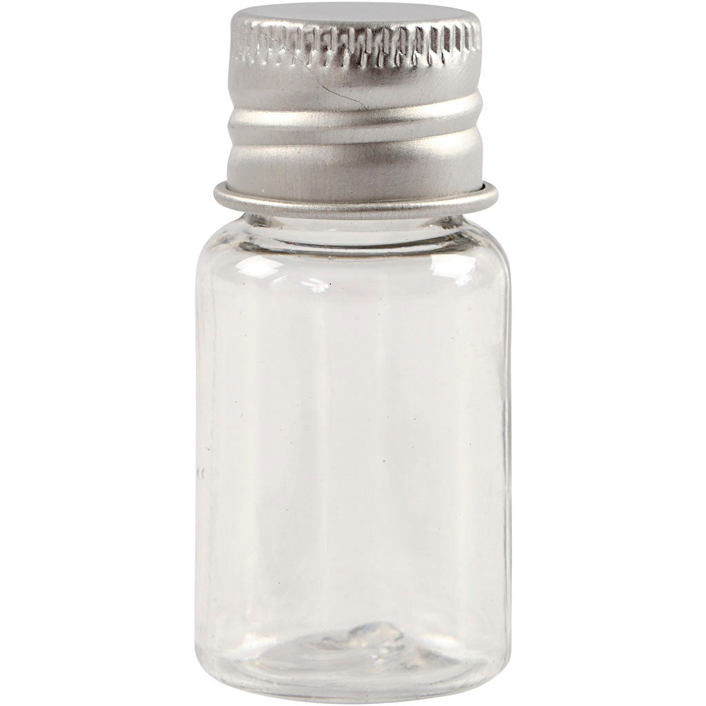 Plastic Jar with Screw-on Lid, H: 48 mm, dia. 23,5 mm, 13 ml, 10 pc