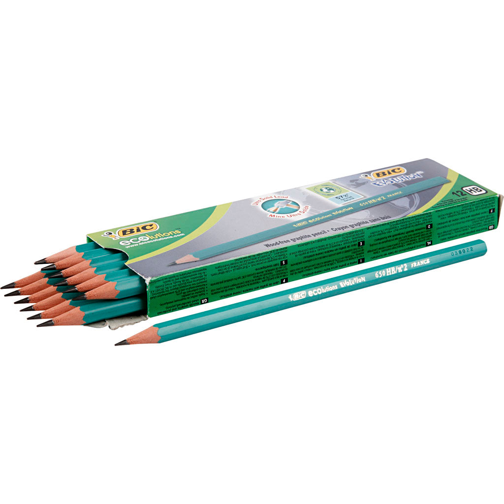 BIC Evolution Pencils, L: 17,5 cm, HB, thickness 7 mm, lead 2 mm, 12 pc