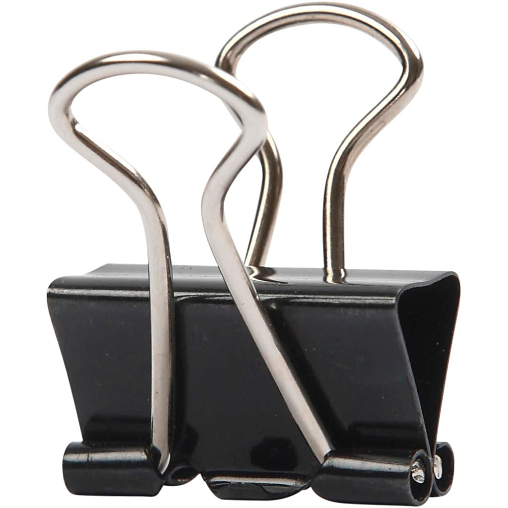 Foldback Clips, W: 19 mm, black, 40 pc