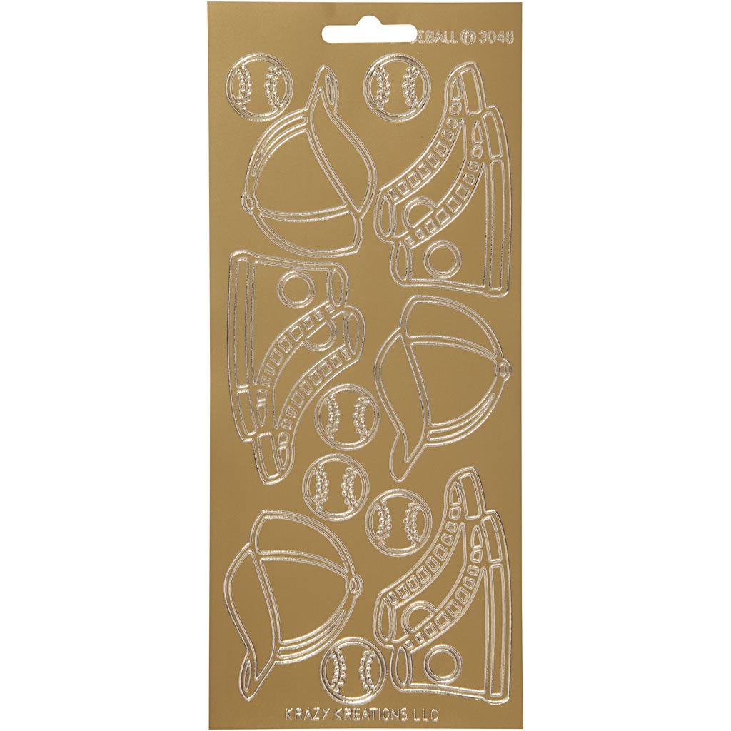Stickers, sport, sheet 10x23 cm, gold, 1 sheet
