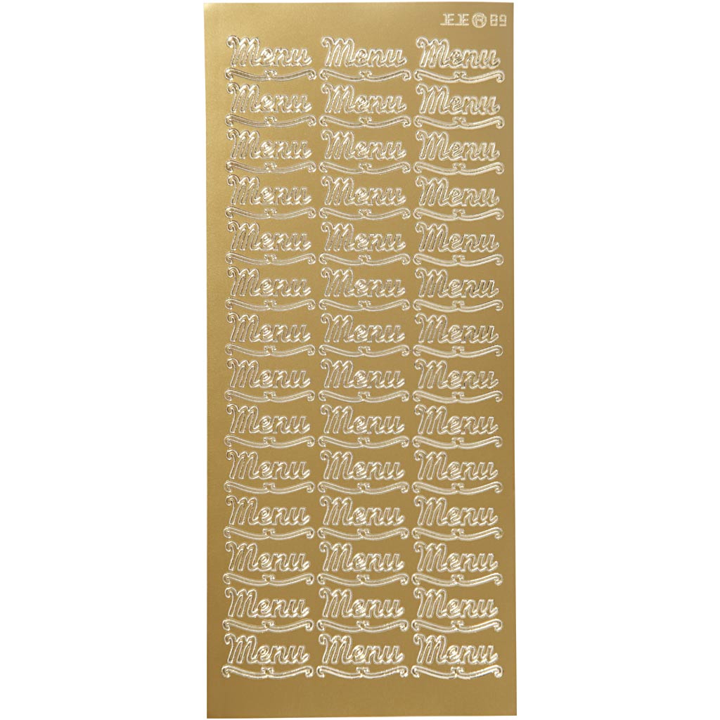Stickers, menu, sheet 10x23 cm, gold, 1 sheet