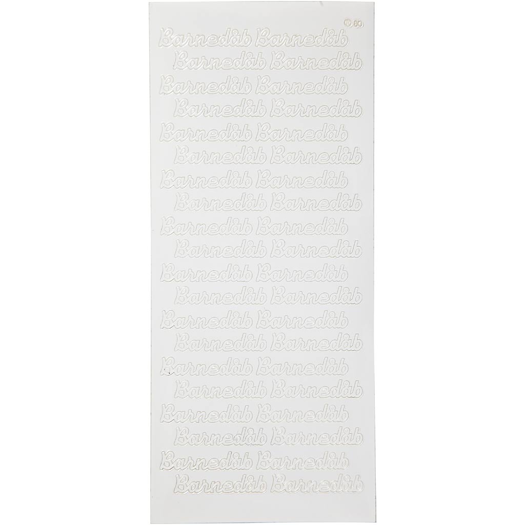 Stickers, barnedåb, sheet 10x23 cm, white, 1 sheet