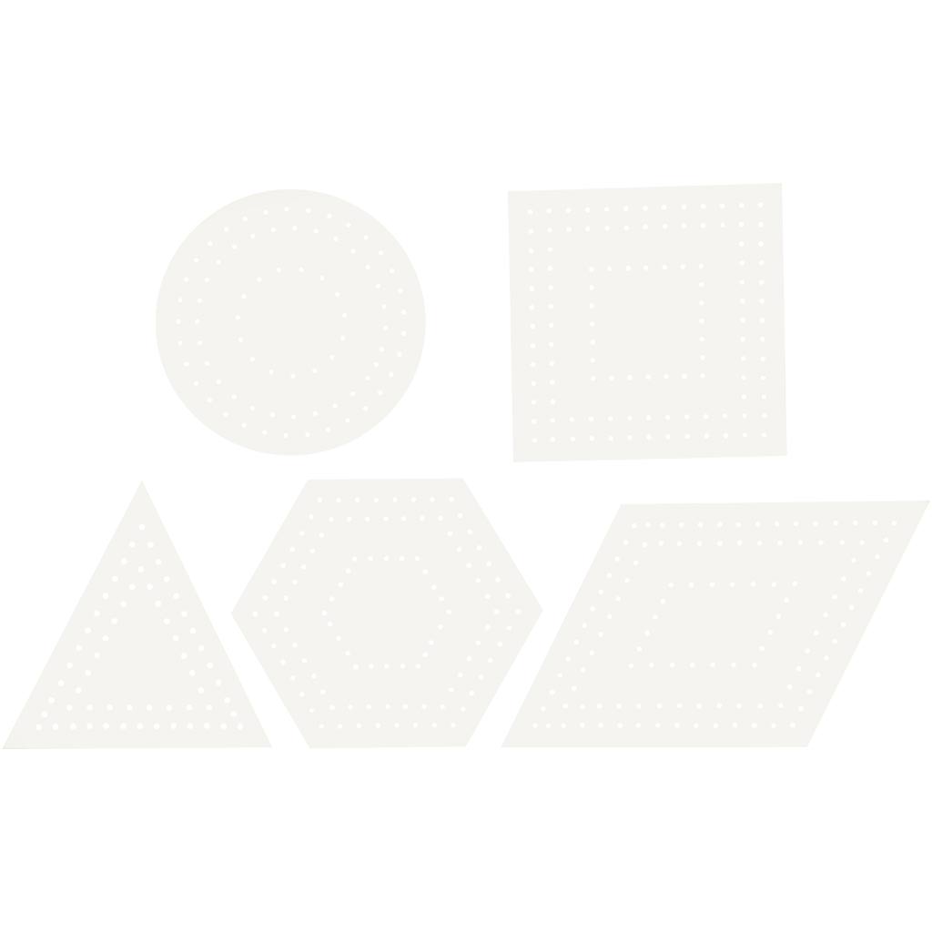 Embroidery card, geometric, size 10-17 cm, white, 20 pc