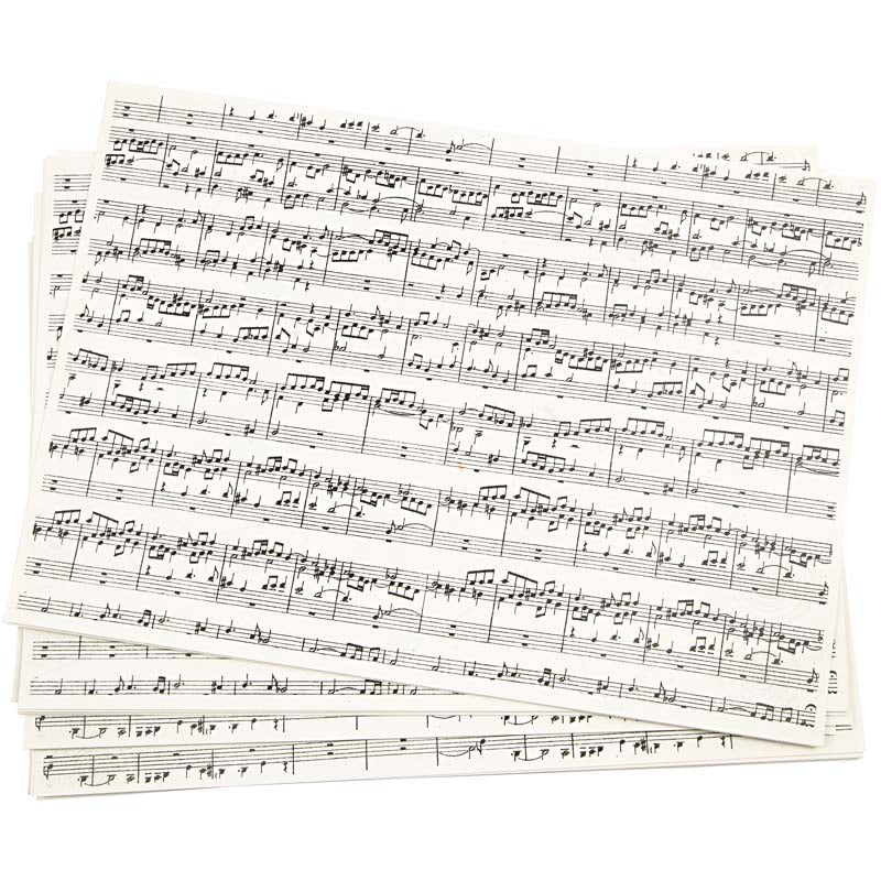 Kraft Paper with print, music notes, A4, sheet 210x297 mm, 100 g, 10 sheet