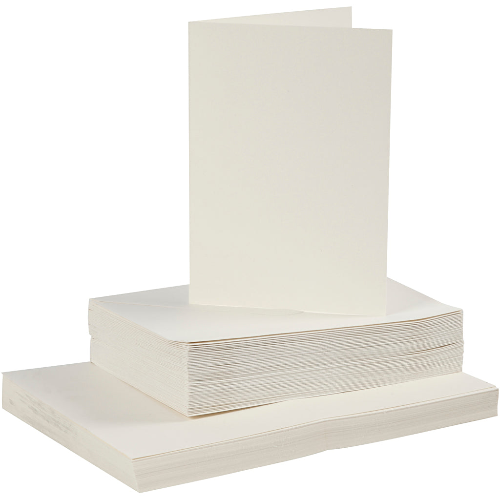 Cards and envelopes, card size 10,5x15 cm, envelope size 11,5x16,5 cm, 110+220 g, off-white, 50 set