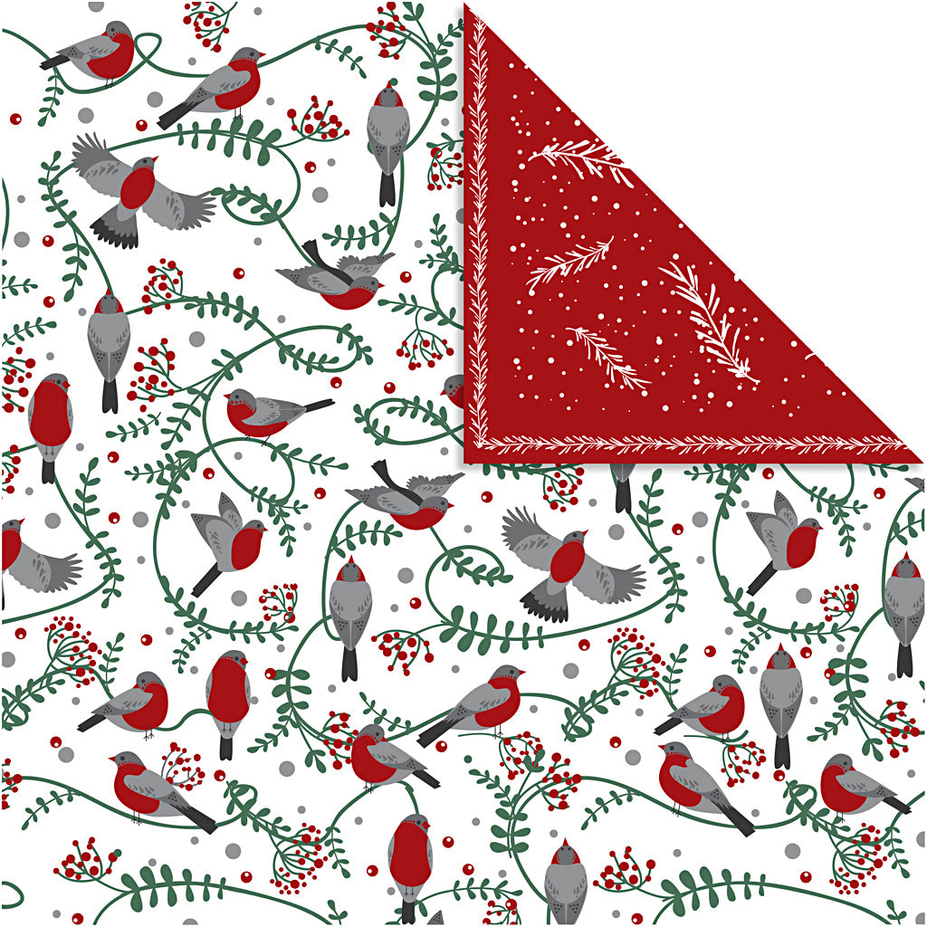 Design Paper, birds and branches, sheet 30,5x30,5 cm, 180 g, 5 sheet