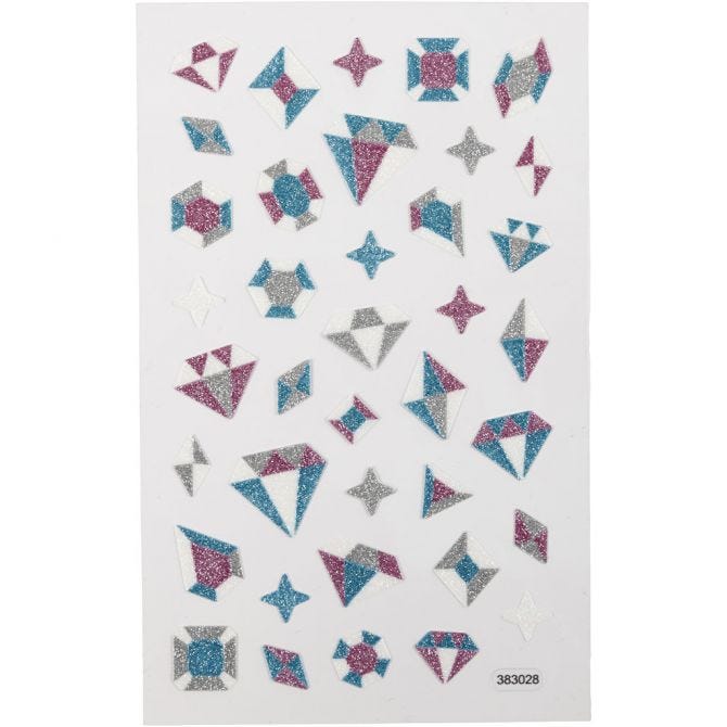 Glitter Stickers, diamonds, sheet 10x16 cm, 1 sheet