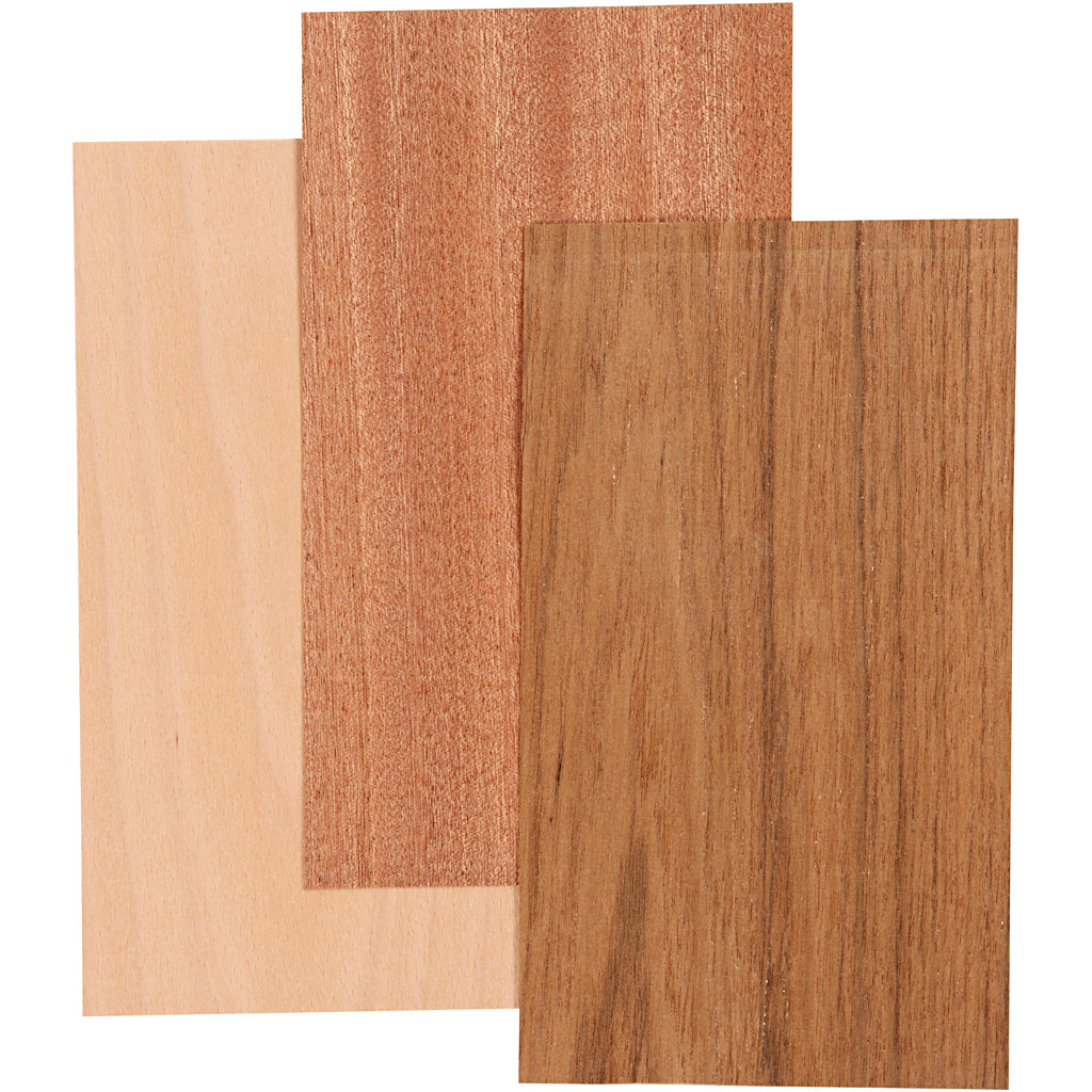 Wood Veneer, sheet 12x22 cm, thickness 0,75 mm, 3 sheet