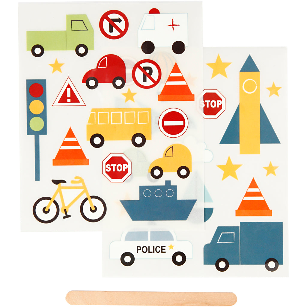 Rub-on Stickers, transport, sheet 12,2x15,3 cm, 1 pack
