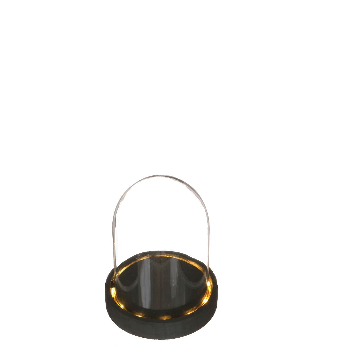 Glass LED jar Ø10cm with black wooden base (1 pcs.)