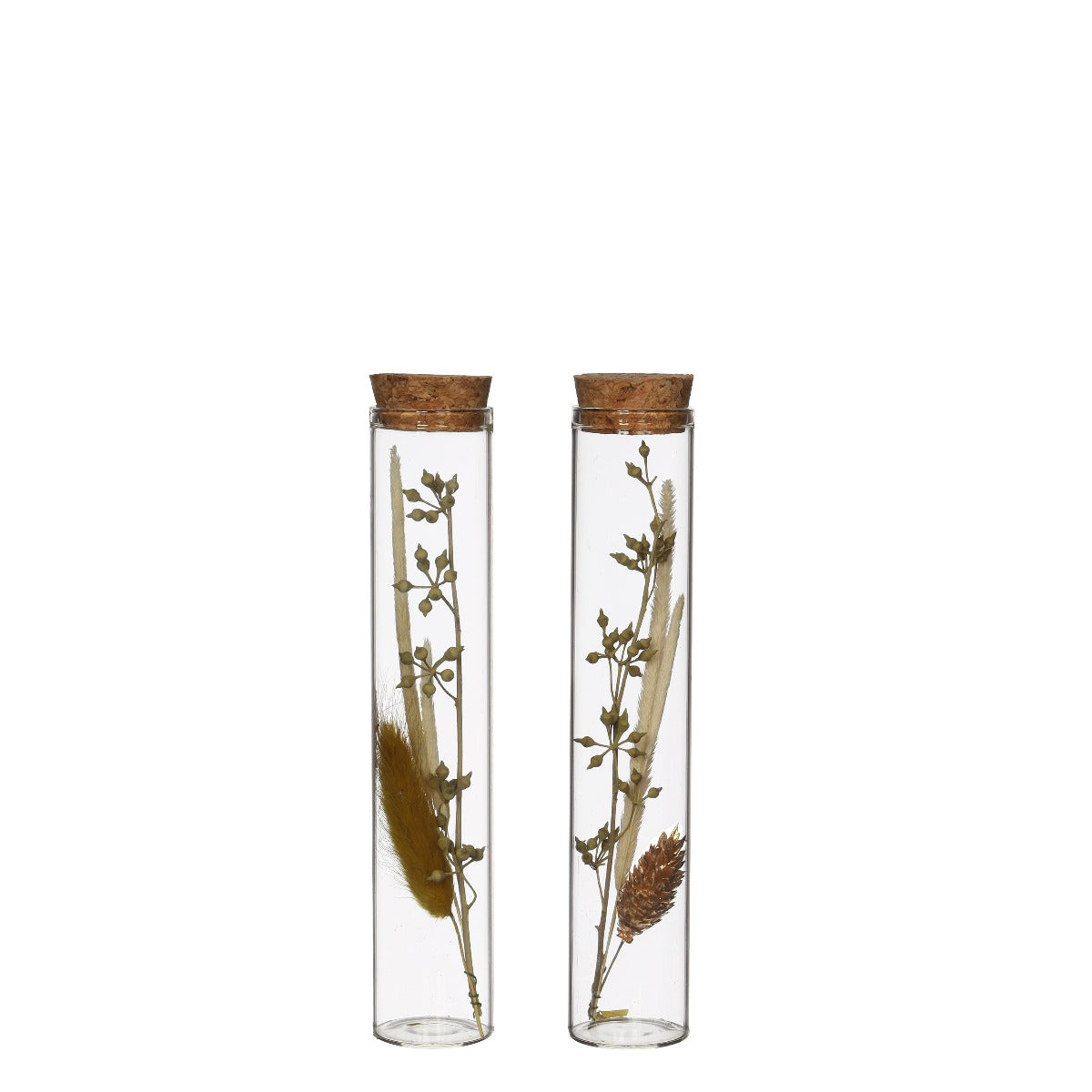 Glass tube with several dried flowers natural 15cm high (12 pcs.)