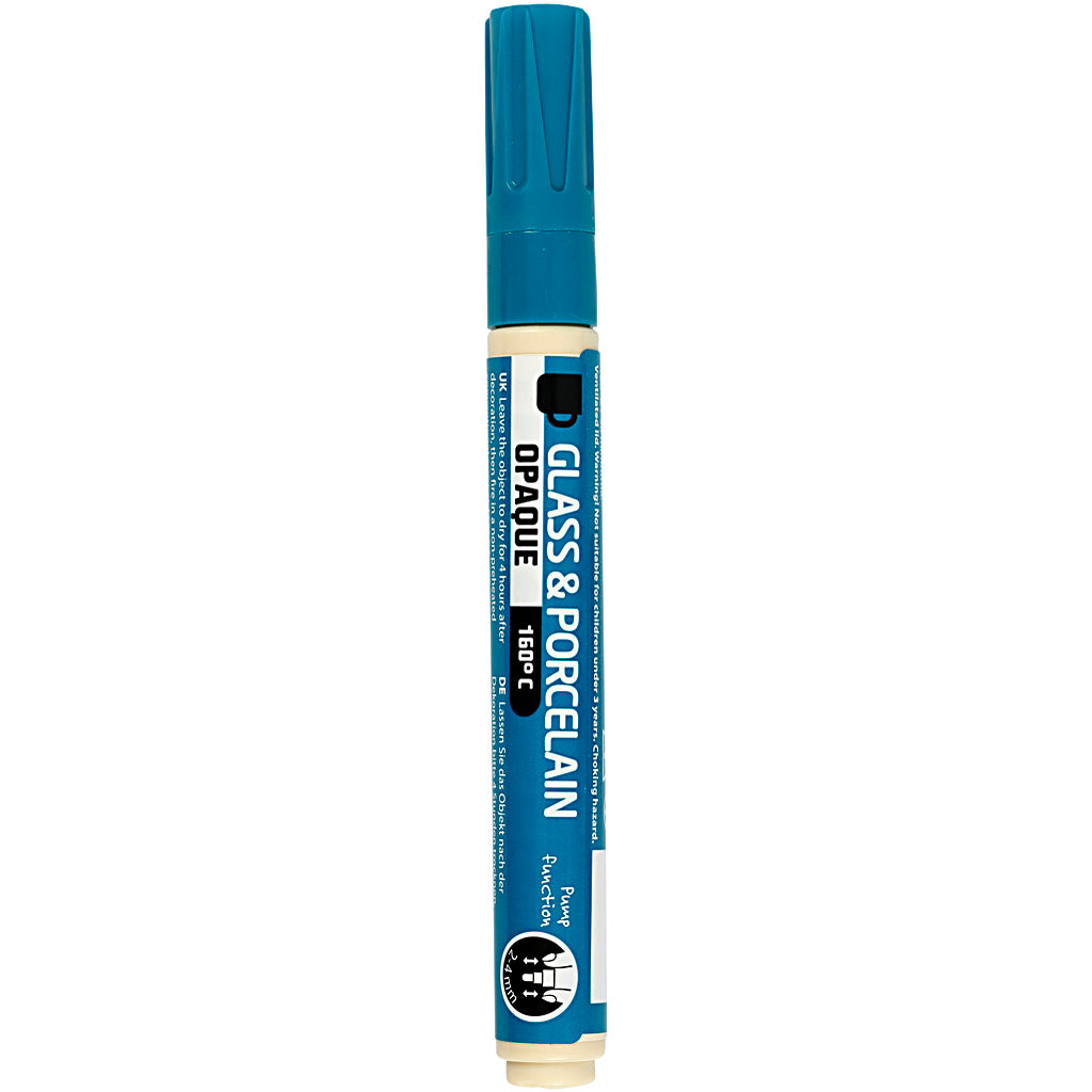 Glass and Porcelain Marker, line 2-4 mm, opaque, turquoise