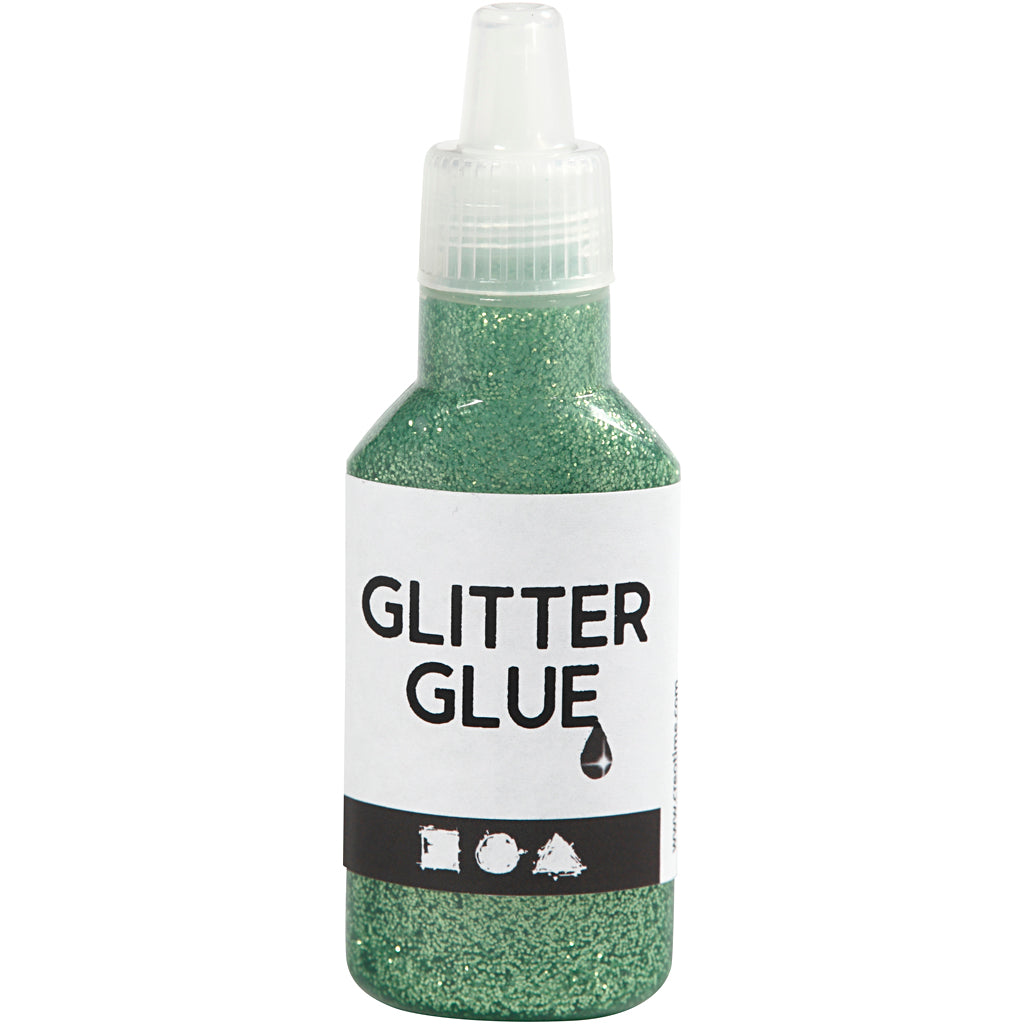 Glitter Glue, green, 25 ml/ 1 bottle