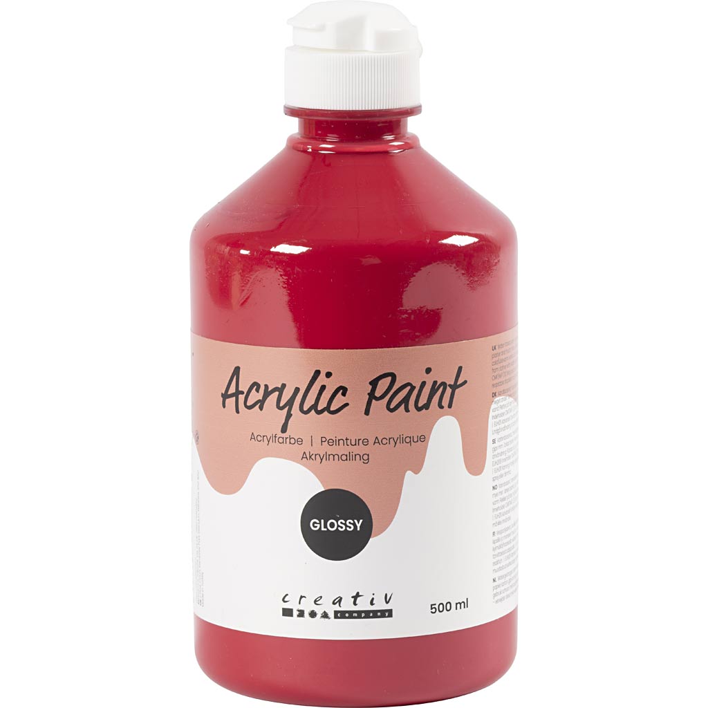 Acrylic Paint Glossy, primary red, 500 ml/ 1 bottle