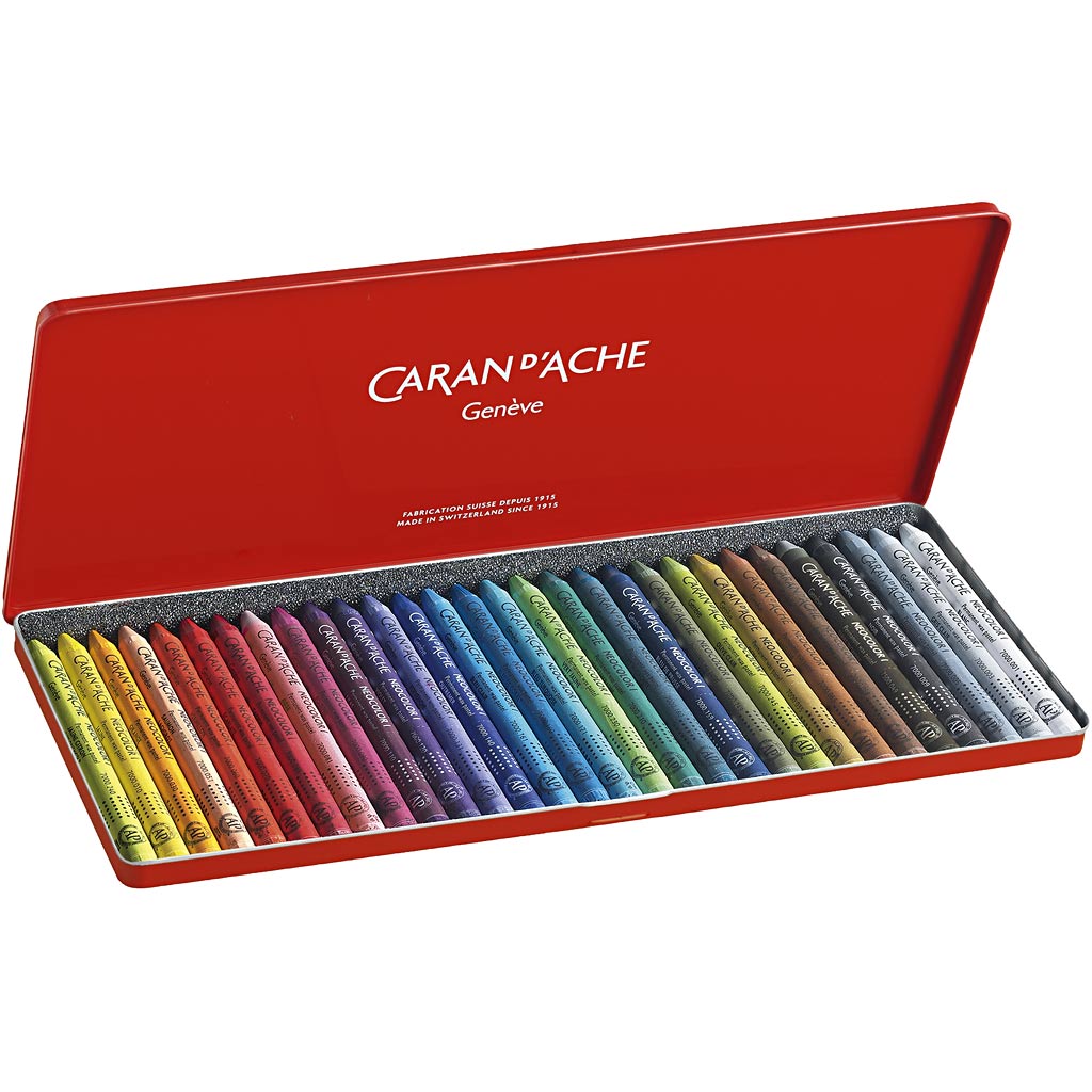 CARAN D’ACHE Neocolor I Crayons, L: 10 cm, thickness 8,5 mm, assorted colours, 30 pc