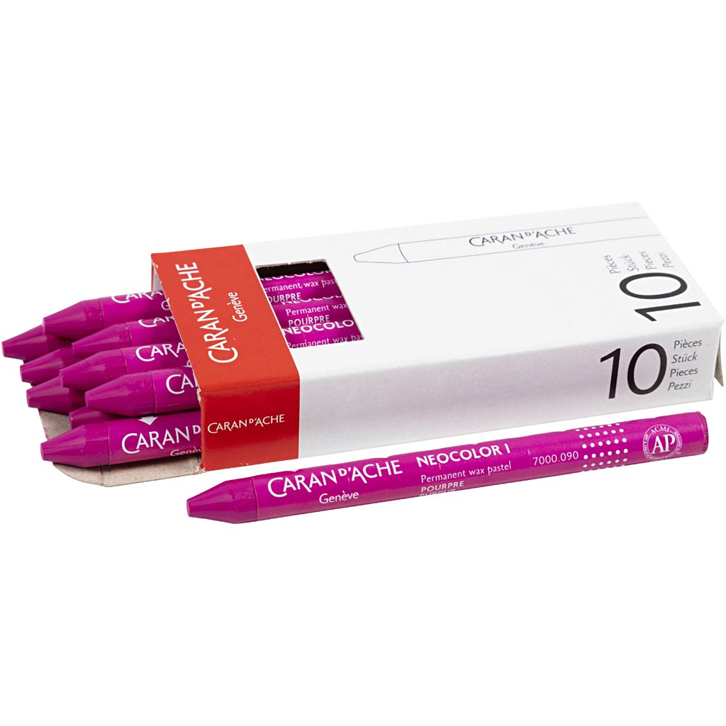 CARAN D’ACHE Neocolor I Crayons, L: 10 cm, thickness 8,5 mm, crimson (090), 10 pc