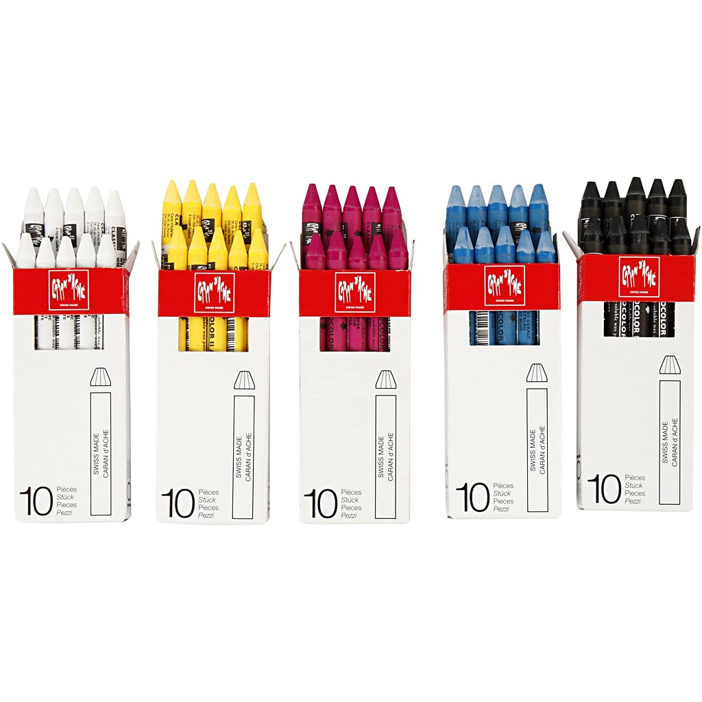 CARAN D’ACHE Neocolor II, L: 10 cm, thickness 8,5 mm, assorted colours, 5x10 pc
