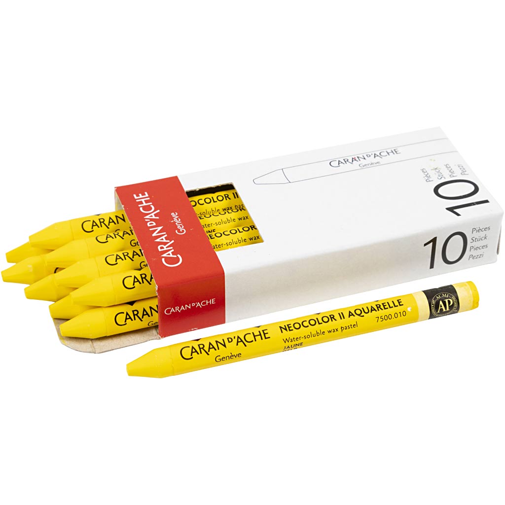 CARAN D’ACHE Neocolor II, L: 10 cm, thickness 8,5 mm, yellow (010), 10 pc