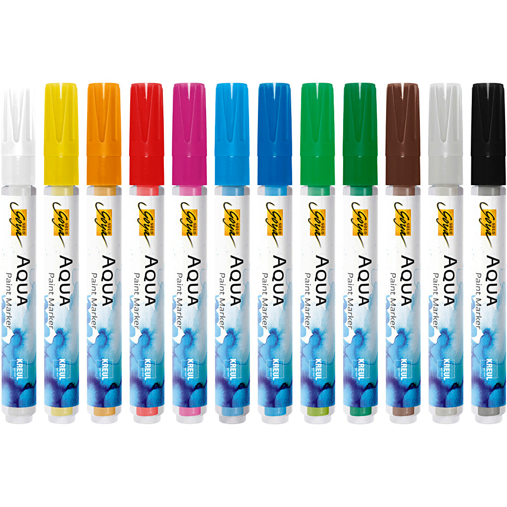 SOLO GOYA Aqua Paint Marker, assorted colours, 12 pc