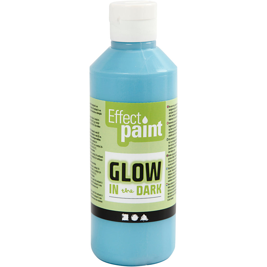 Glow in the Dark Paint, fluorescent light blue, 250 ml/ 1 bottle