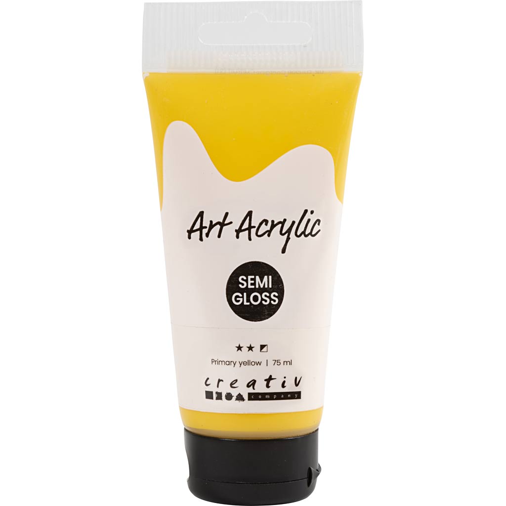 Art Acrylic, semi-glossy, semi opaque, primary yellow, 75 ml/ 1 bottle