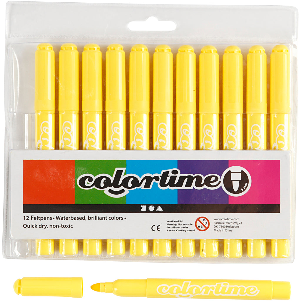 Colortime Markers, line 5 mm, lemon yellow, 12pc