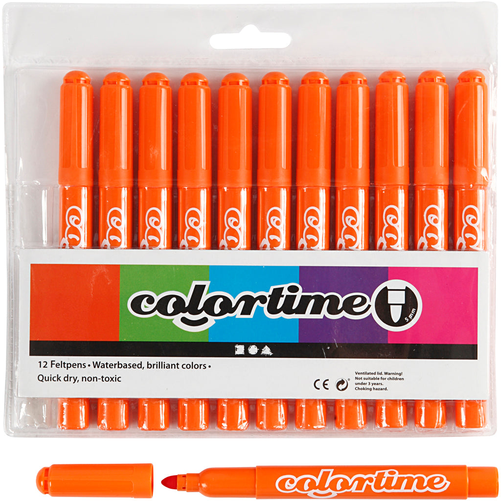 Colortime Markers, line 5 mm, orange, 12 pc