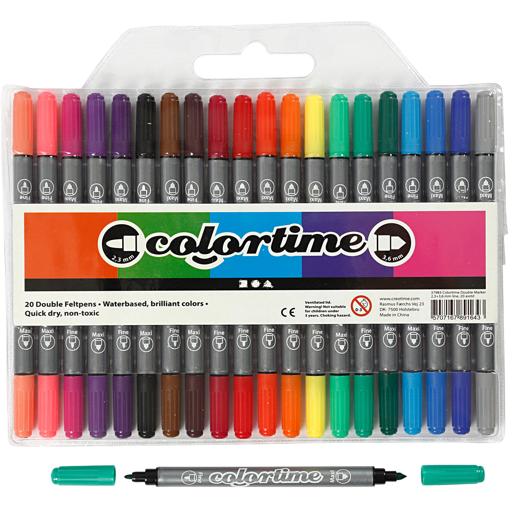 Colortime Double Marker, line 2,3+3,6 mm, standard colours, 20 pc