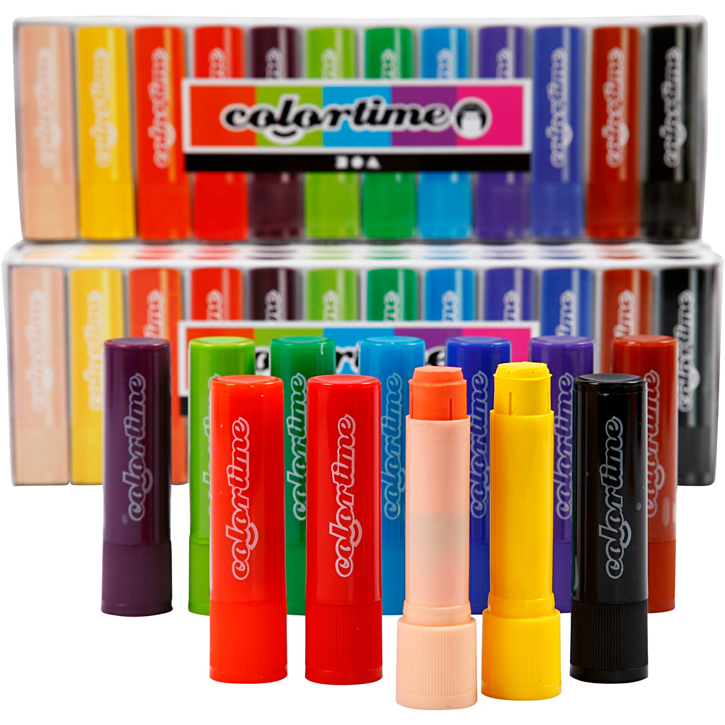 Soft Color Stick, L: 8 cm, assorted colours, 6,5 g, 120 pc