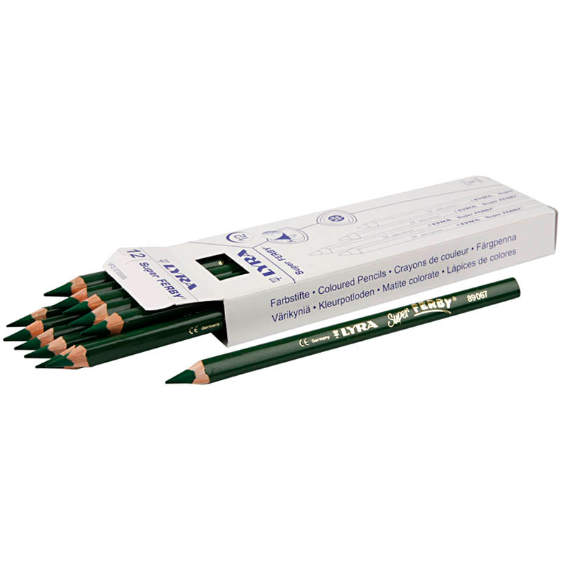Super Ferby 1 colouring pencils, L: 18 cm, lead 6,25 mm, green, 12 pc