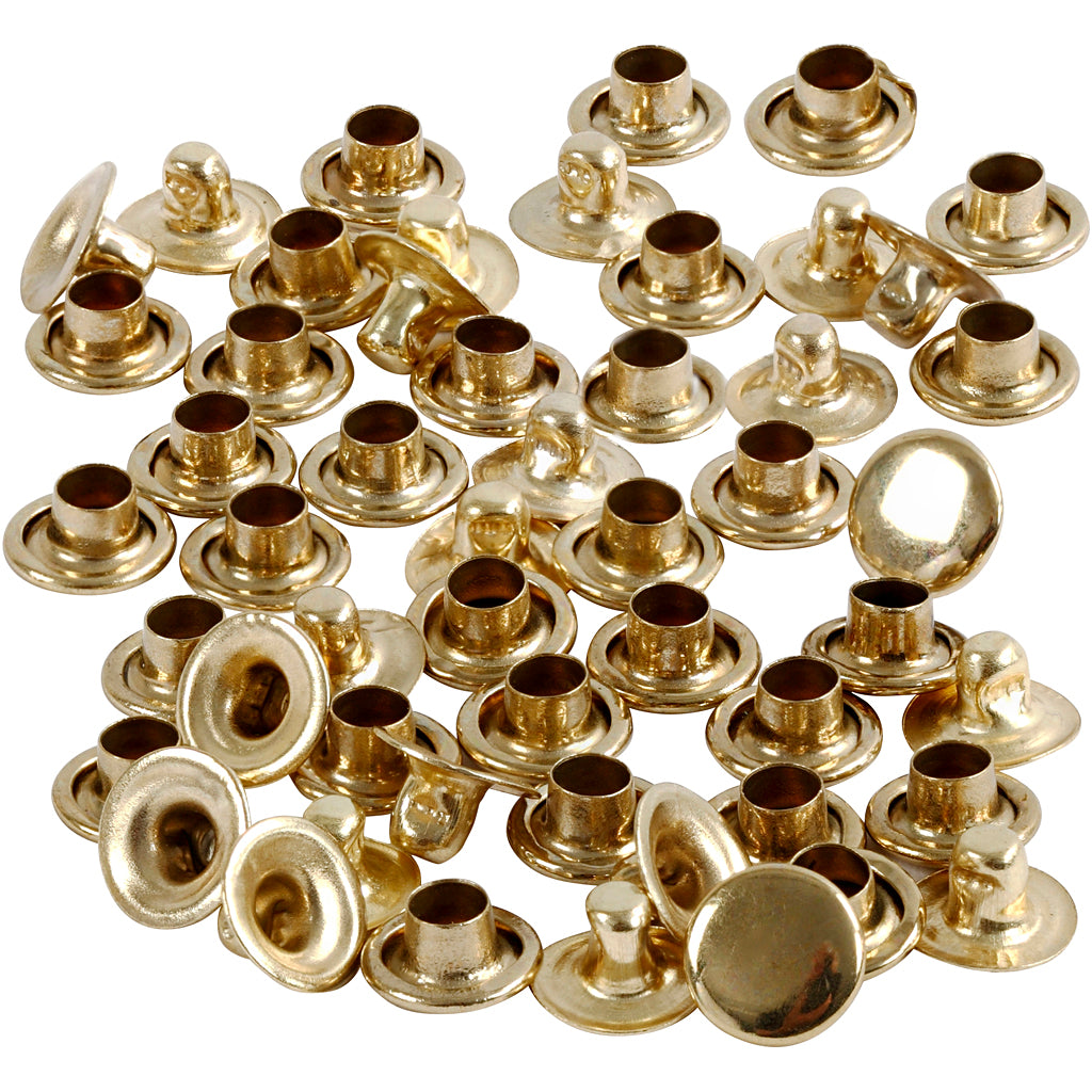 Rivets, dia. 7 mm, brass, 50 pc