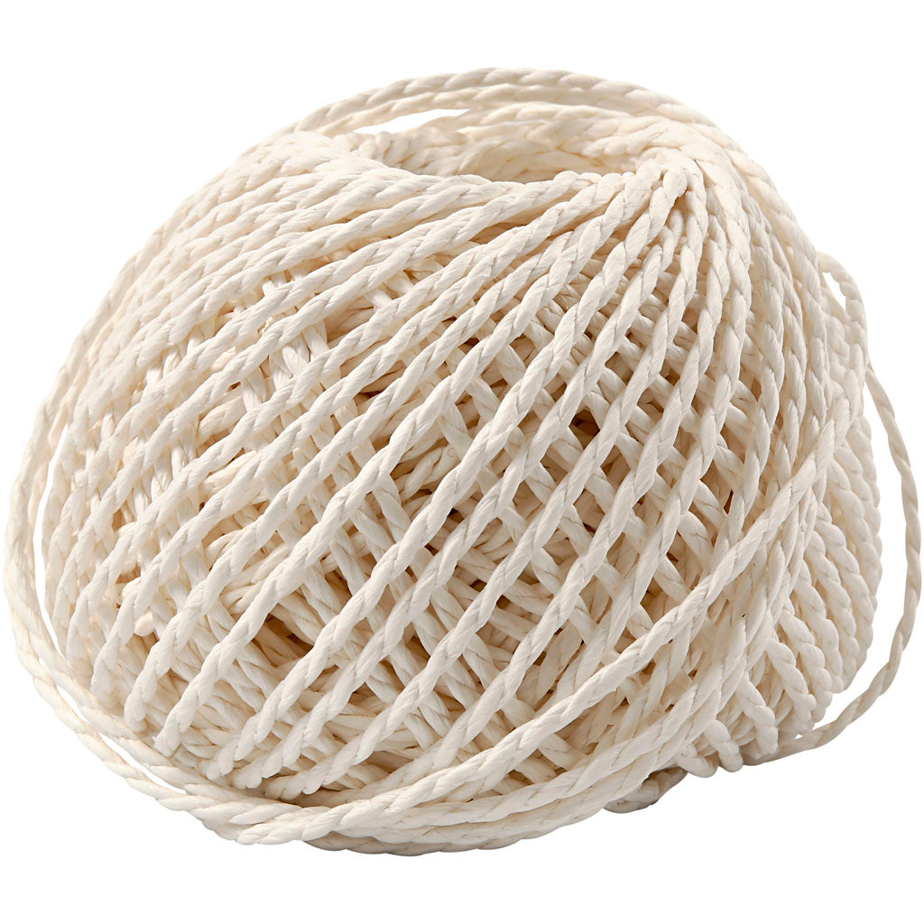 Paper Yarn, thickness 2,5-3 mm, white, 150 g, 40 m/ 1 ball