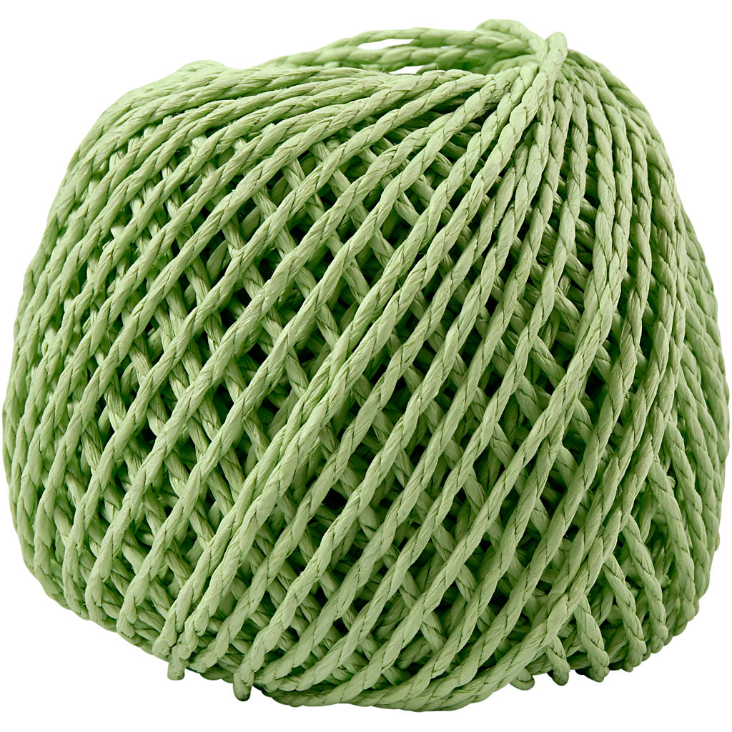 Paper Yarn, thickness 2,5-3 mm, light green, 150 g, 40 m/ 1 ball