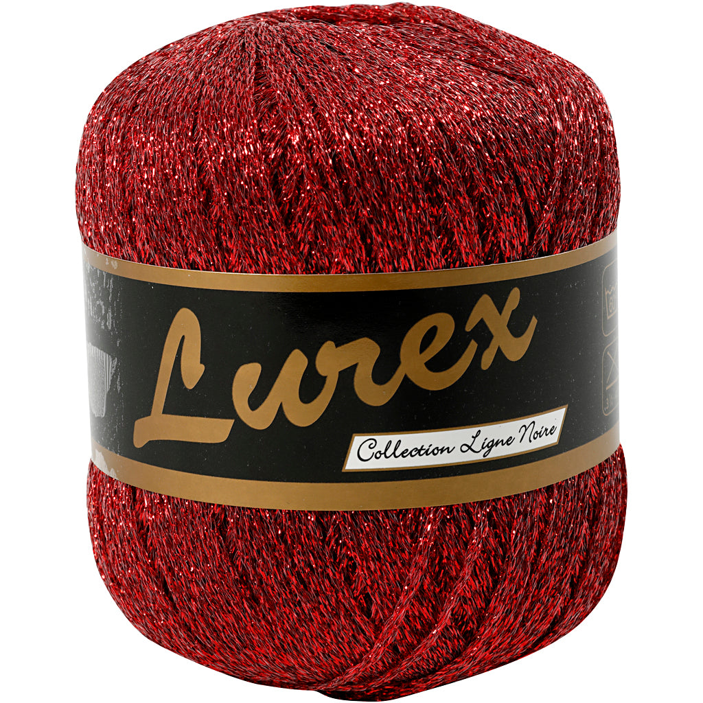 Lurex Yarn, L: 160 M, red, 25 g/ 1 ball