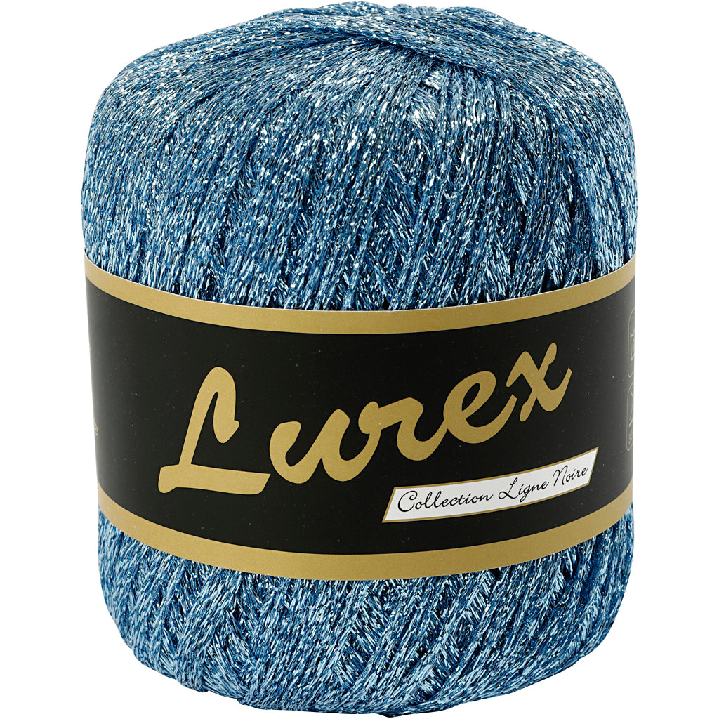 Lurex Yarn, L: 160 M, light blue, 25 g/ 1 ball
