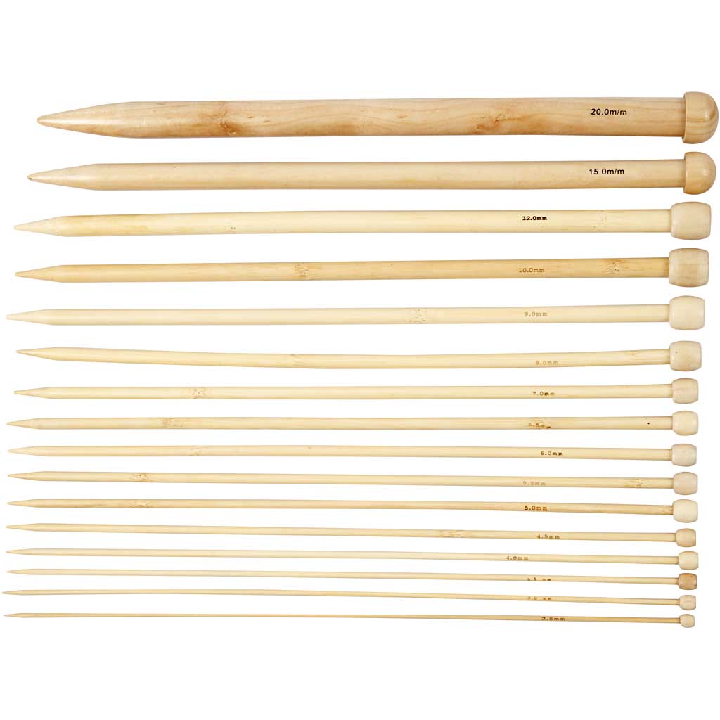 Knitting Needles, L: 35 cm, size 2,5-20 mm, 16 pair