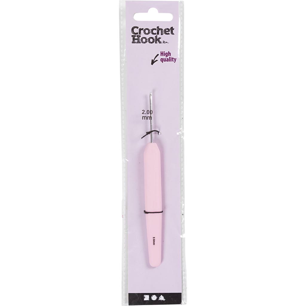 Crochet Hook, no. 2, L: 13,3 cm, size 2 mm, red