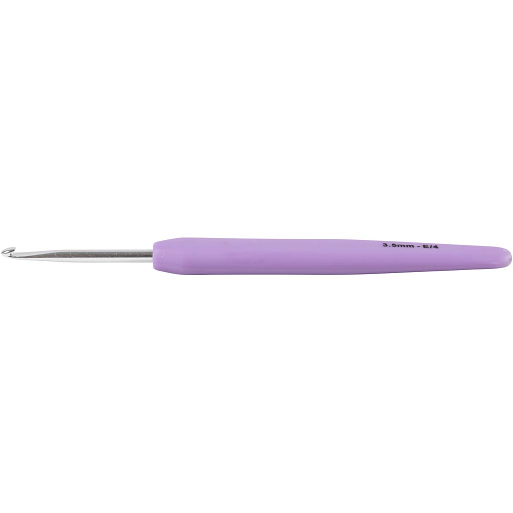 Crochet Hook, no. 3,5, L: 13,3 cm, size 3,5 mm, light lilac