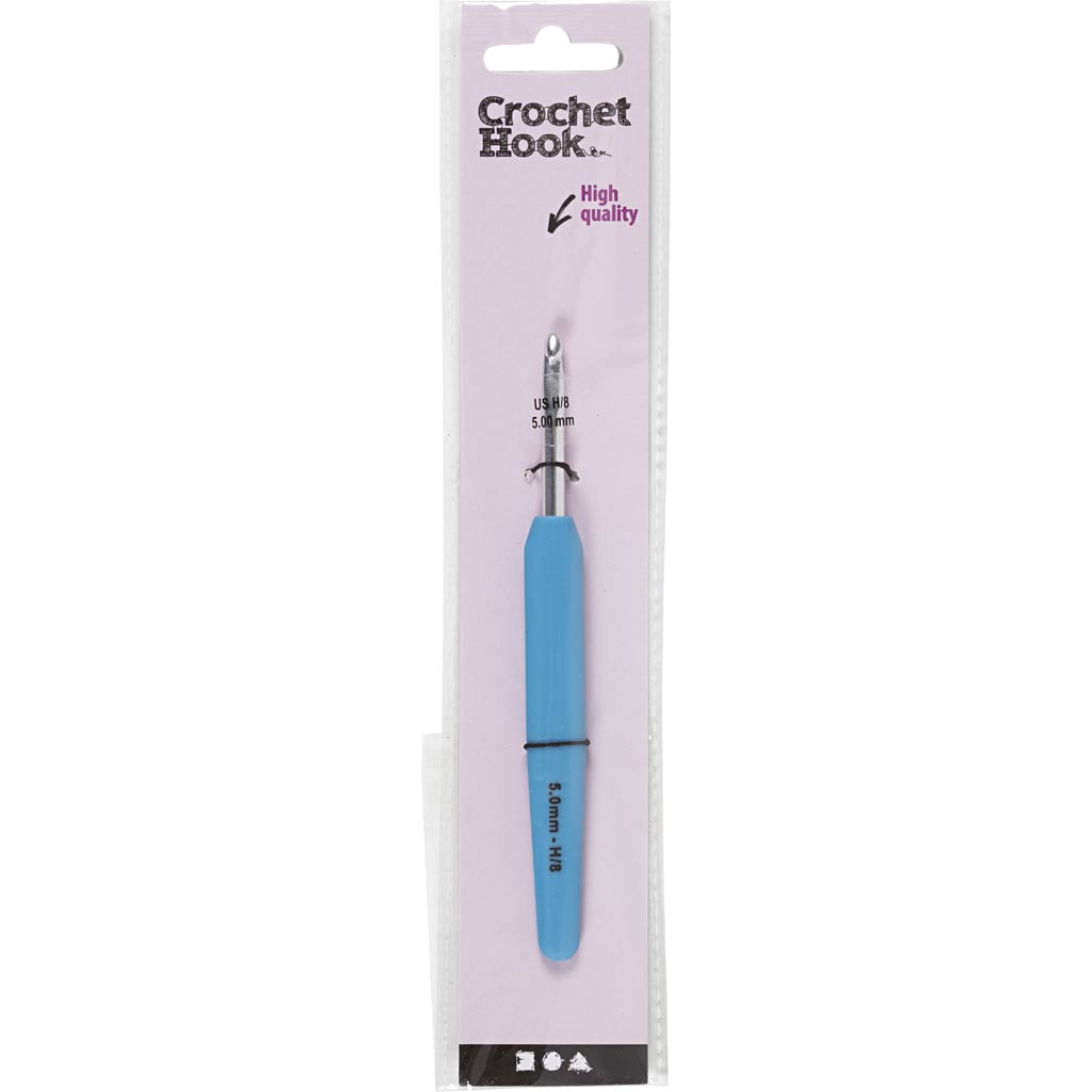 Crochet Hook, no. 5, L: 13,3 cm, size 5 mm, blue