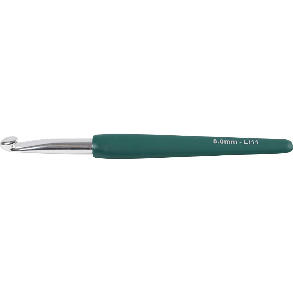 Crochet Hook, no. 8, L: 14,5 cm, size 8 mm, brown