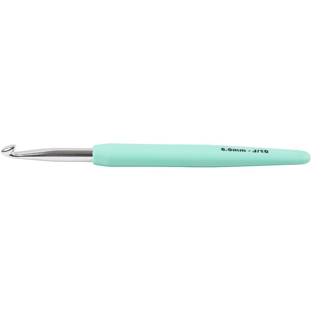 Crochet Hook, no. 6, L: 13,3 cm, size 6 mm, turquoise