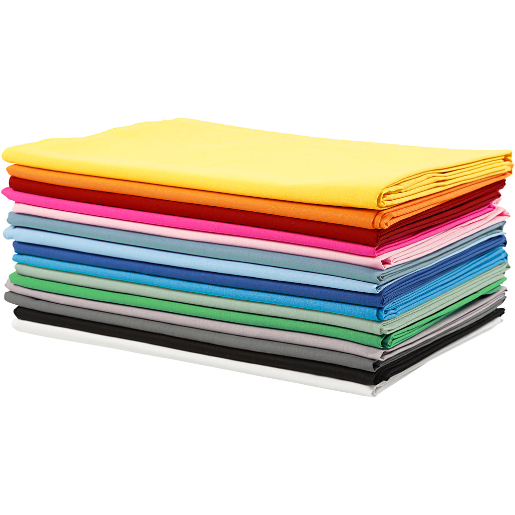 Fabric, W: 145 cm, 140 g, assorted colours, 15x2 m