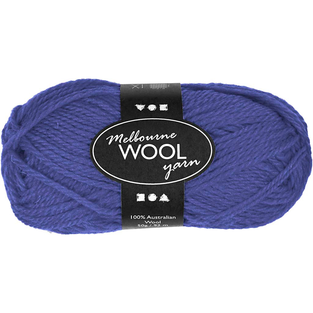 Melbourne Wool Yarn, L: 92 M, blue, 50 g/ 1 ball