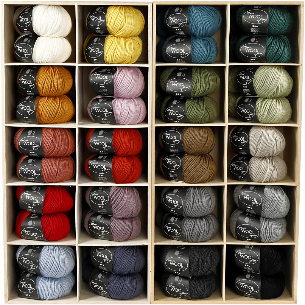 Wool Yarn, L: 125 M, assorted colours, 20x10 ball